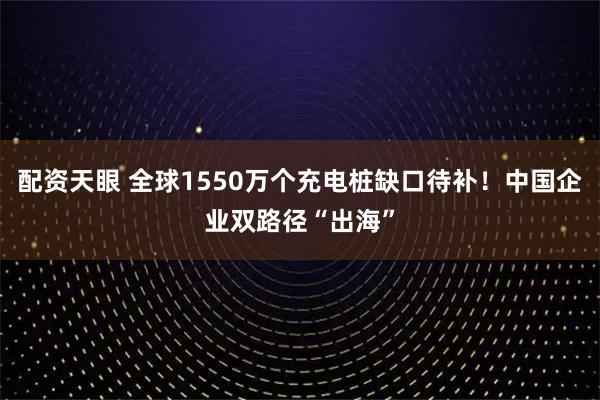 配资天眼 全球1550万个充电桩缺口待补！中国企业双路径“出海”